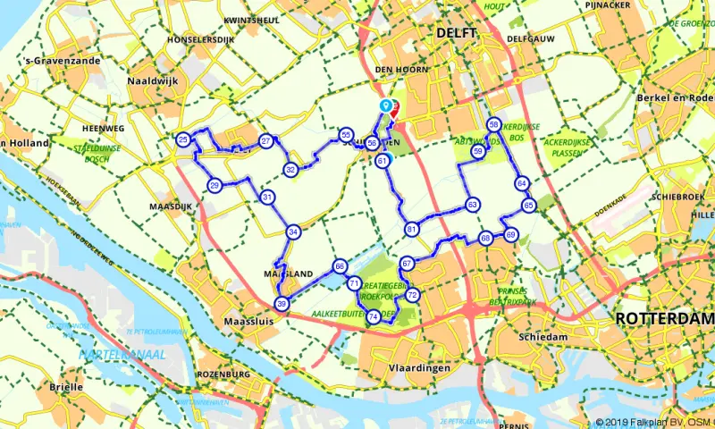 Route in Zuid-Holland