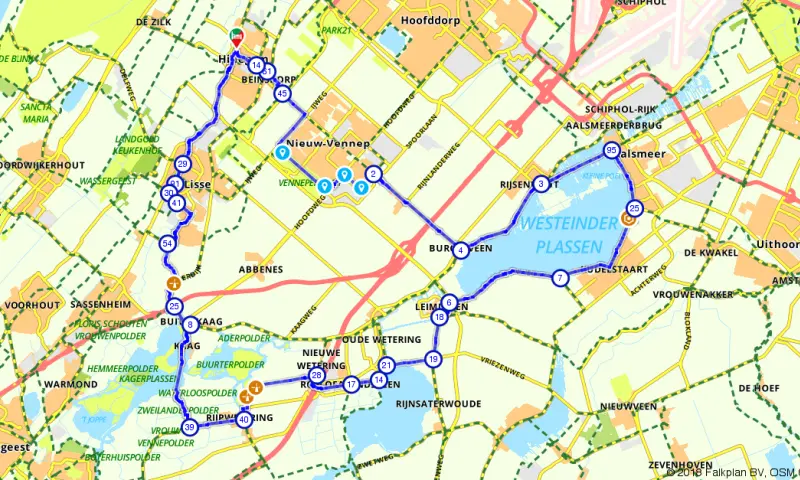 Route in Zuid-Holland