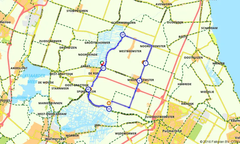 Route in Noord-Holland