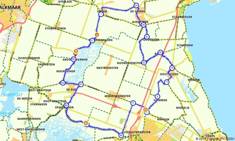 Route in Noord-Holland