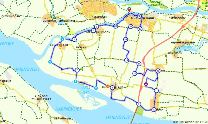 Route in Zuid-Holland