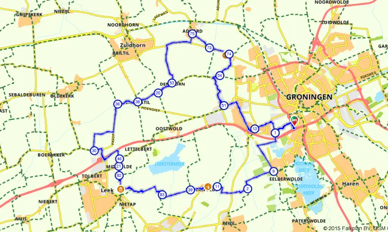 Route in Groningen