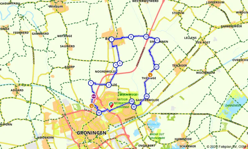 Route in Groningen