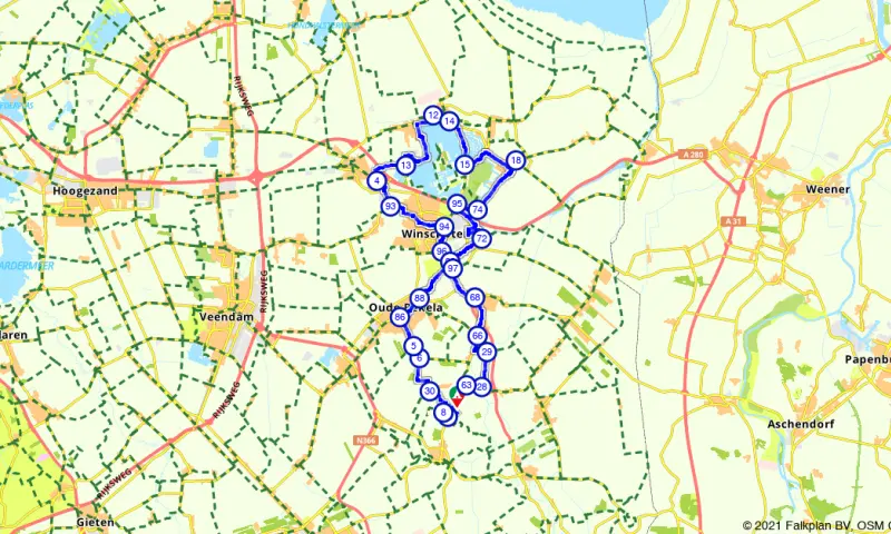 Route in Groningen