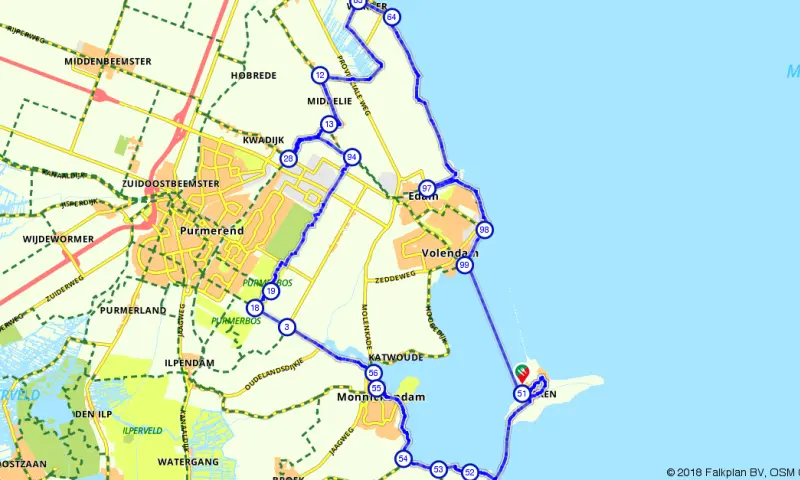 Route in Noord-Holland