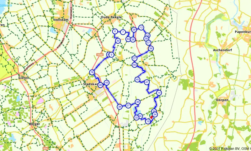 Route in Groningen