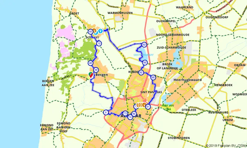 Route in Noord-Holland
