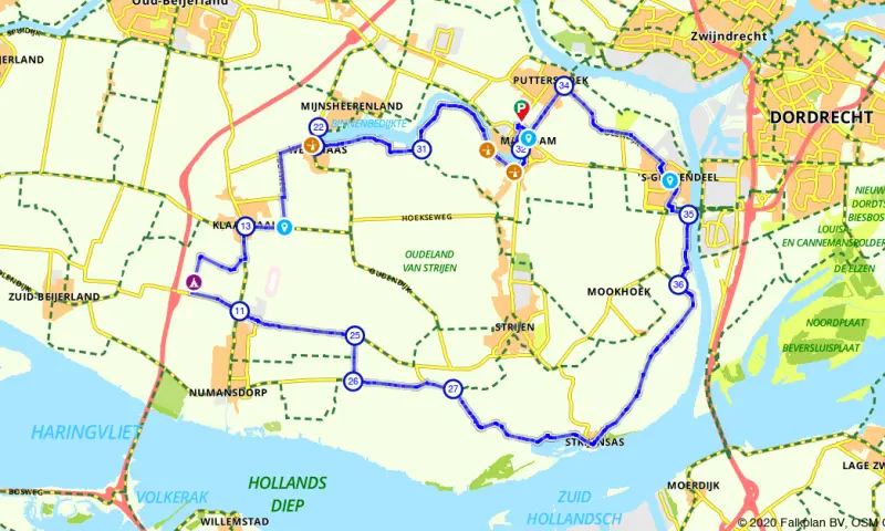 Route in Zuid-Holland