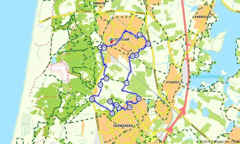Route in Noord-Holland