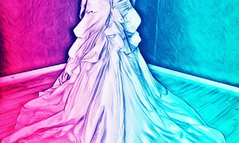 Trouwjurken passen voor de lol