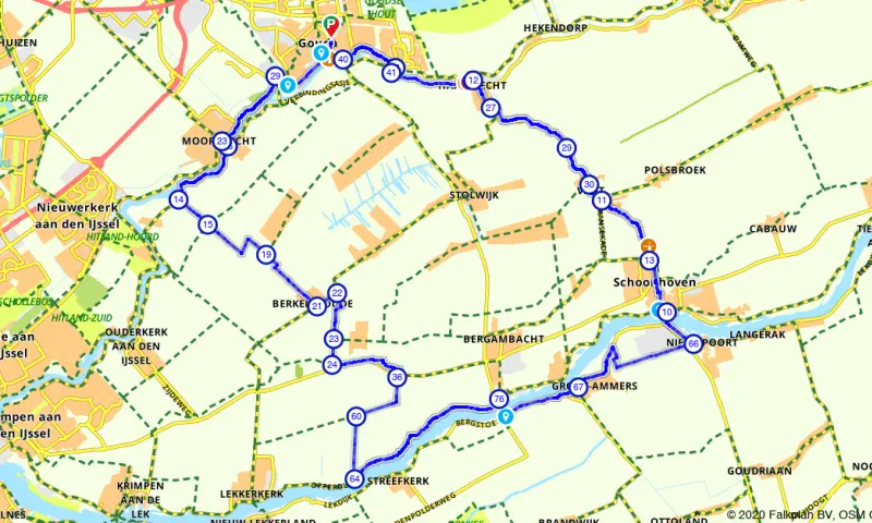 Route in Zuid-Holland