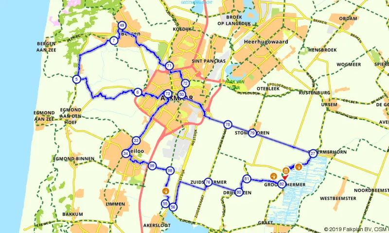 Route in Noord-Holland