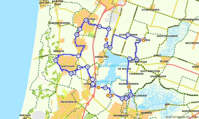 Route in Noord-Holland