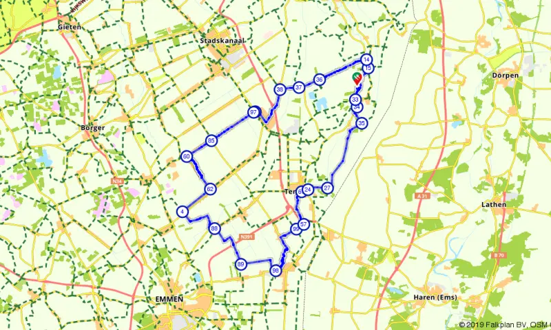 Route in Groningen