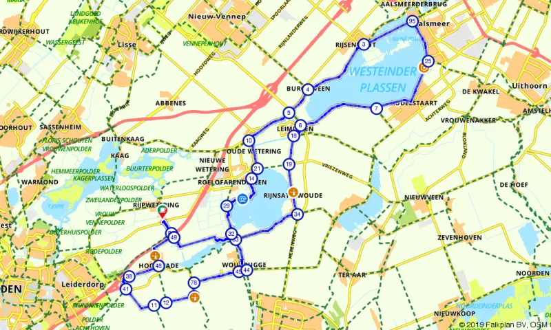 Route in Zuid-Holland