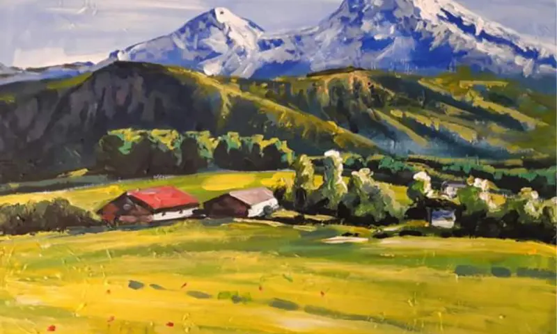 Pittoresk Oostenrijk in lente schilderen