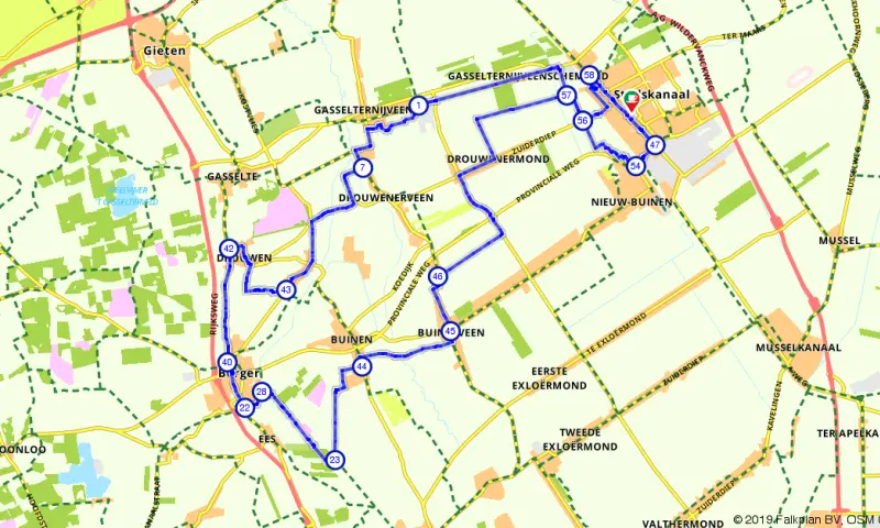 Route in Groningen