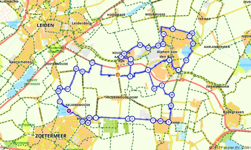 Route in Zuid-Holland