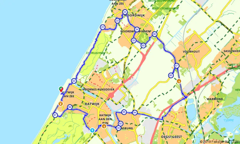 Route in Zuid-Holland