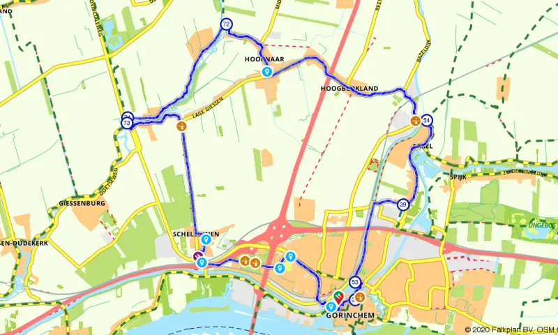 Route in Zuid-Holland