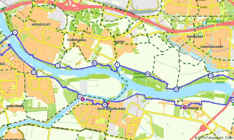 Route in Zuid-Holland