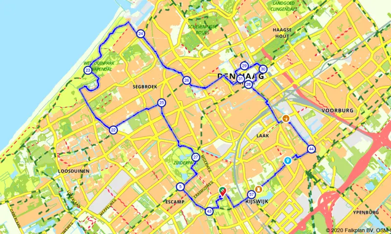 Route in Zuid-Holland