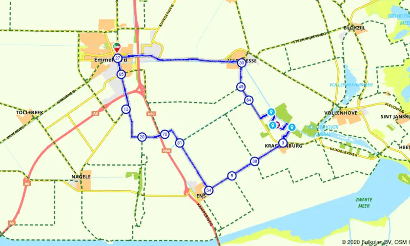Emmeloord en Ens route