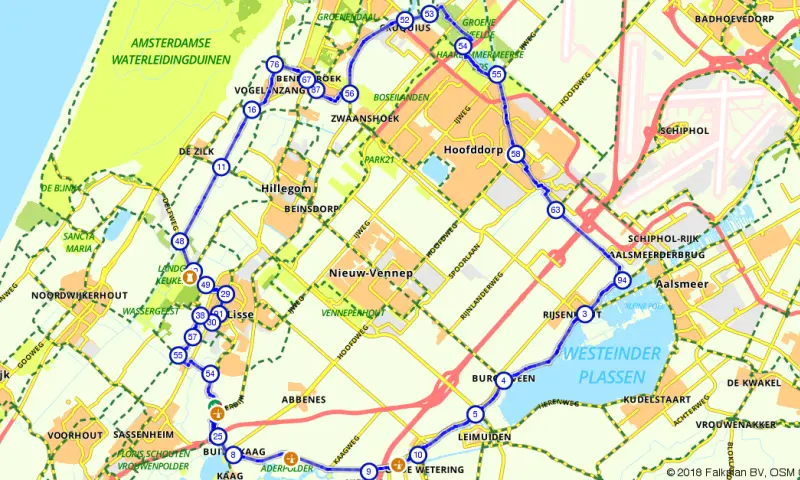 Route in Noord-Holland