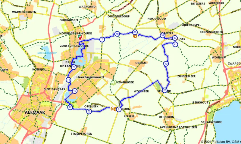 Route in Noord-Holland