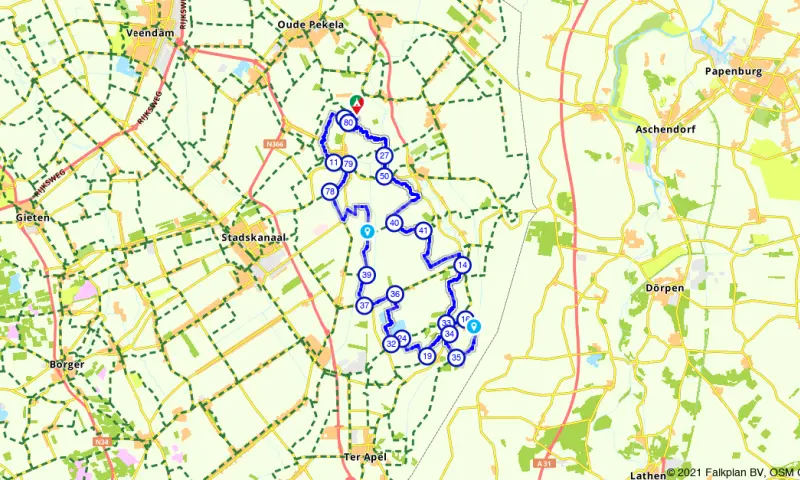Route in Groningen