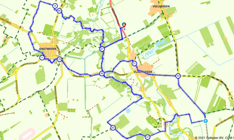 Route in Groningen