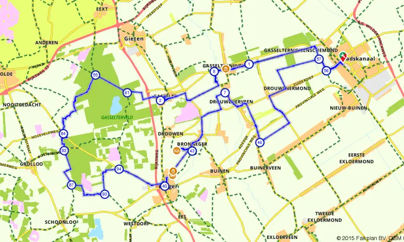 Route in Groningen