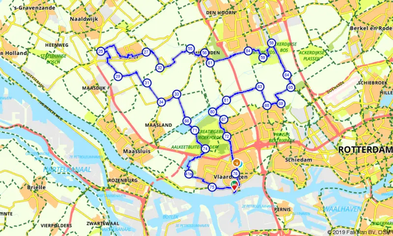 Route in Zuid-Holland