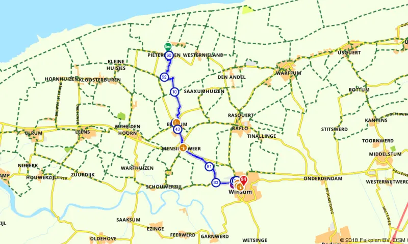 Route in Groningen