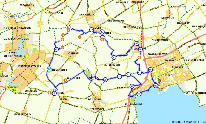 Route in Noord-Holland