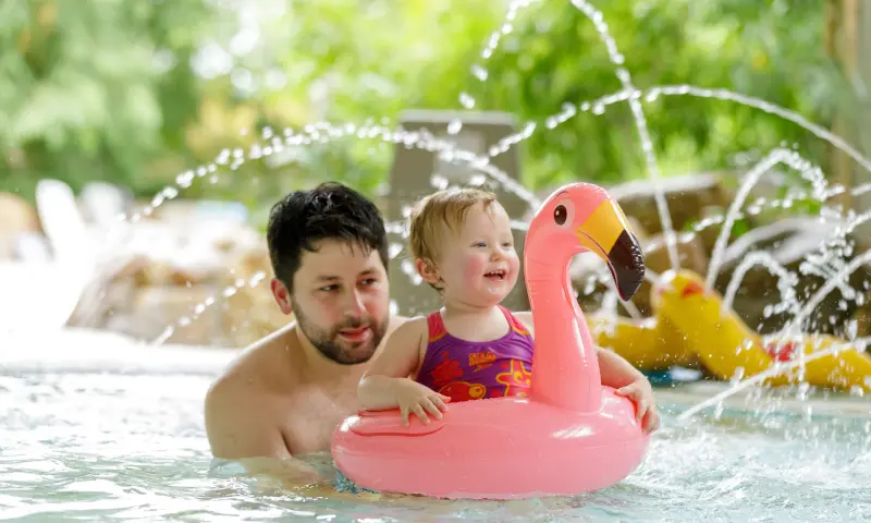 Zwemmen met een flamingo