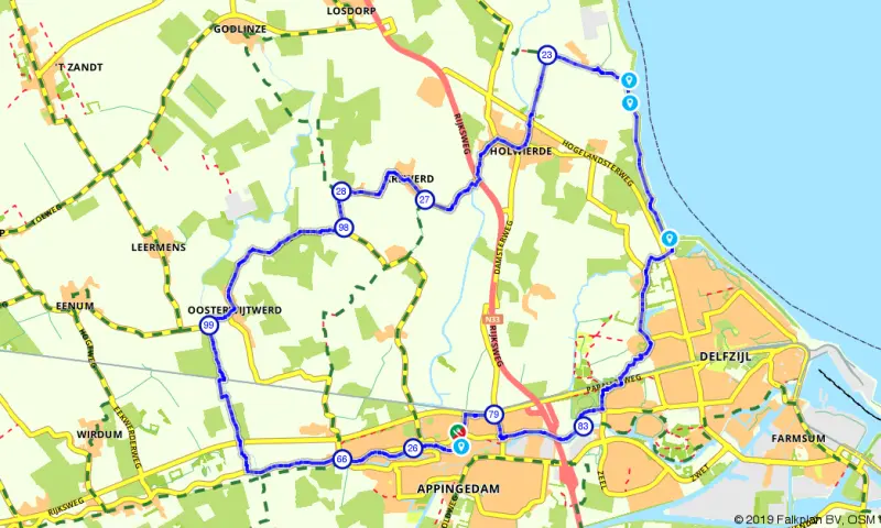 Route in Groningen