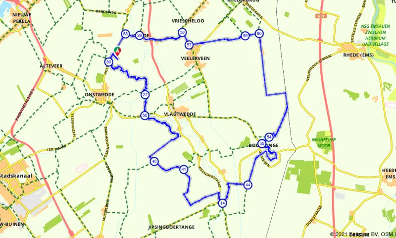 Route in Groningen