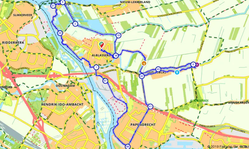 Route in Zuid-Holland