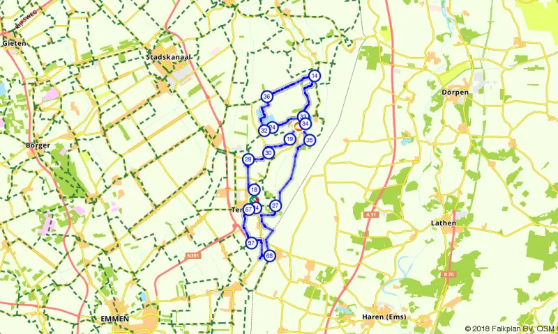 Route in Groningen