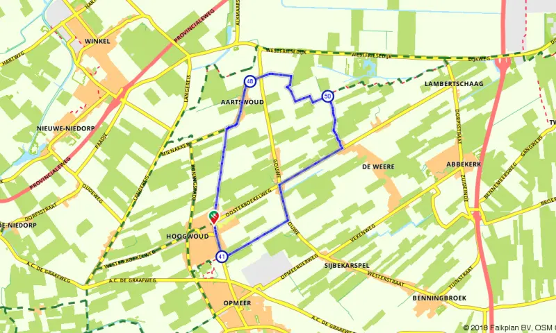Route in Noord-Holland