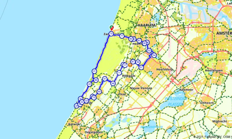 Route in Noord-Holland