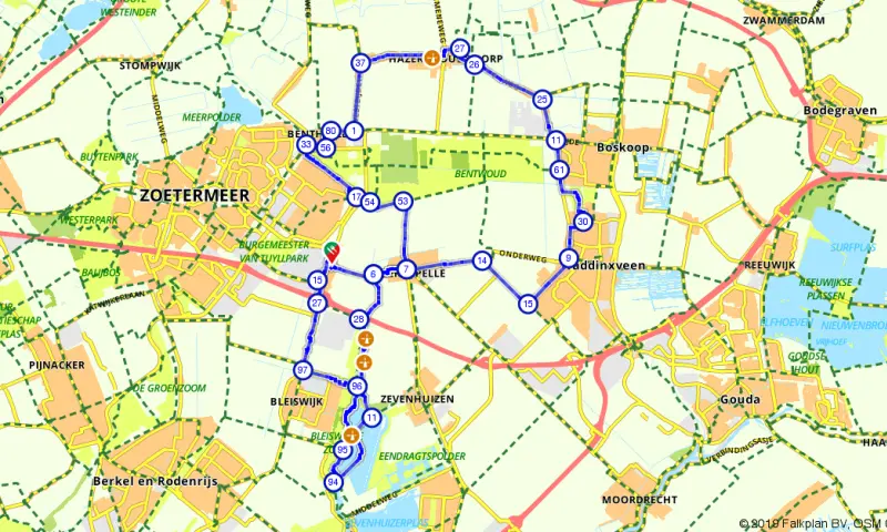 Route in Zuid-Holland