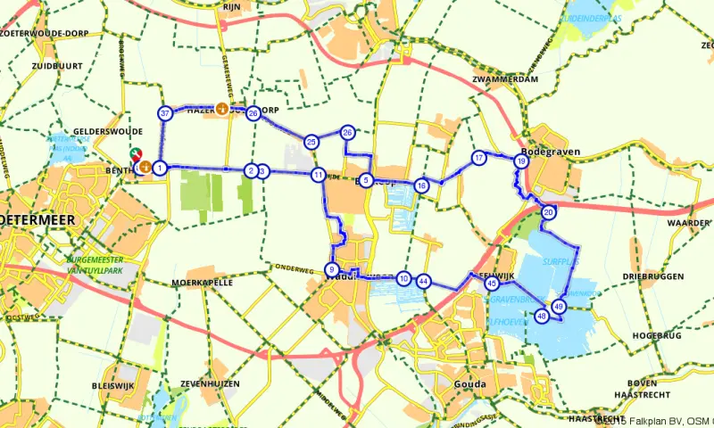 Route in Zuid-Holland