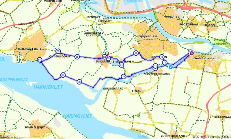 Route in Zuid-Holland
