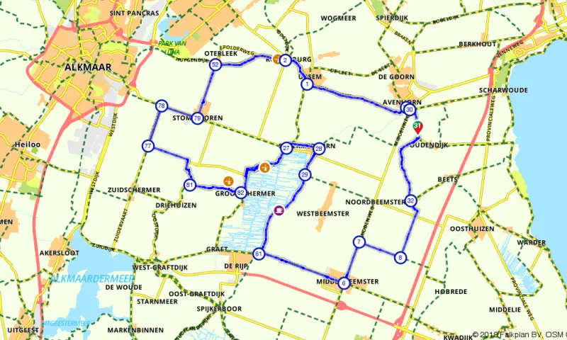 Route in Noord-Holland