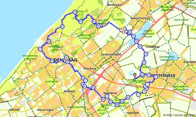 Route in Zuid-Holland