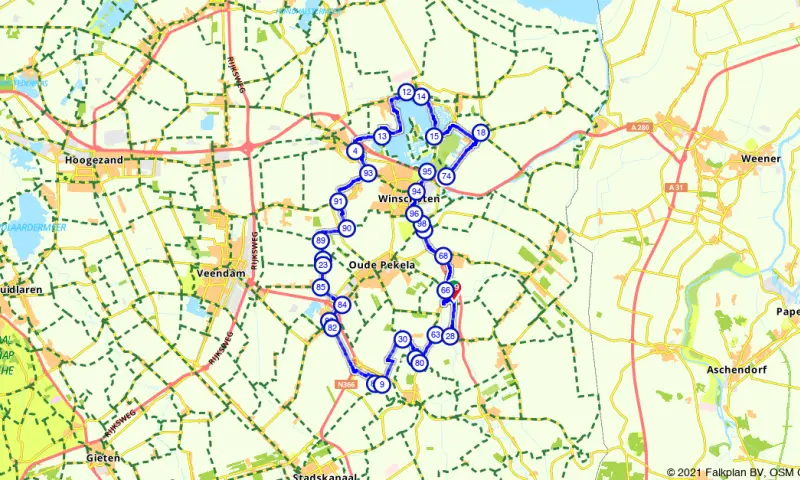 Route in Groningen