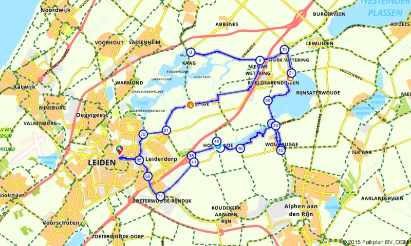 Route in Zuid-Holland