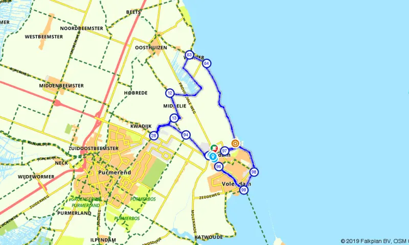Route in Noord-Holland